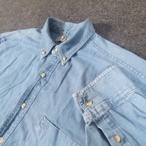 Vintage Cactus Clothing Men's L Denim Button Up Shirt‎ Light Blue 100% Cotton